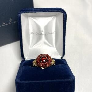 The Danbury Mint A Dozen Roses Diamond Ring Genuine Diamonds Simulated Ruby Sz 7